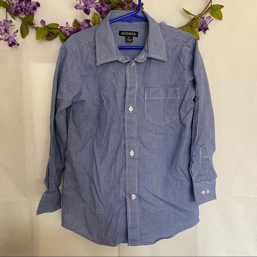 GEORGE Boys Tiny checkered Blue/white Long Sleeve